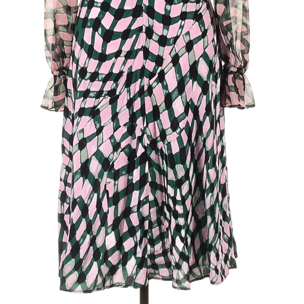 NWT DVF Diane von Furstenberg pink & green stripe dress, Size 6 - Picture 4 of 4